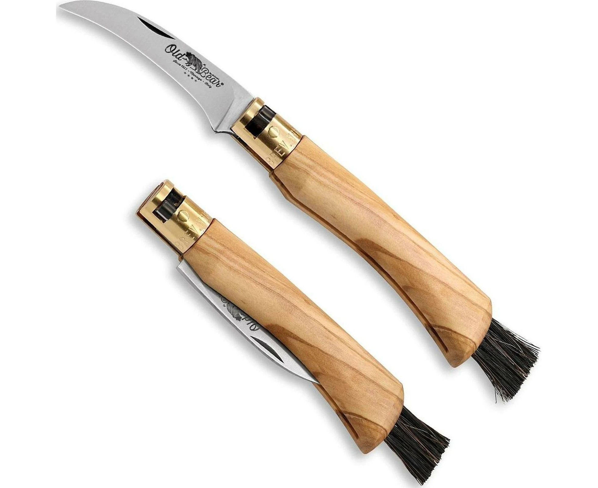 Antonini Old Bear Ring Lock Mushroom Knife | Olive Wood / Satin