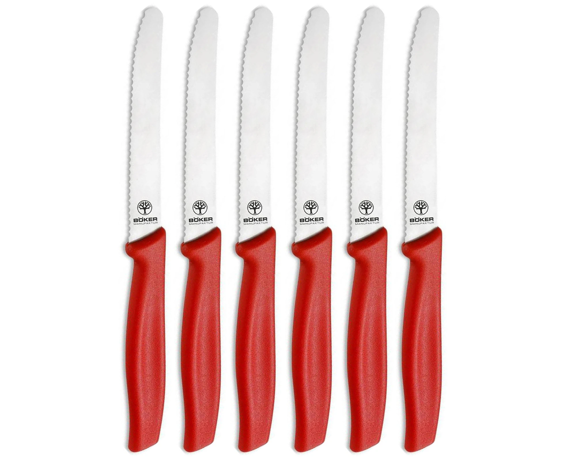 Boker 6pc 105mm Sandwich and Steak Knife Set | Red / Satin