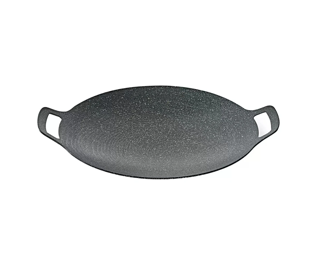 Glasslock 38cm Griddle Pan Cast Aluminium Grill Frying Teppanyaki Skillet Round