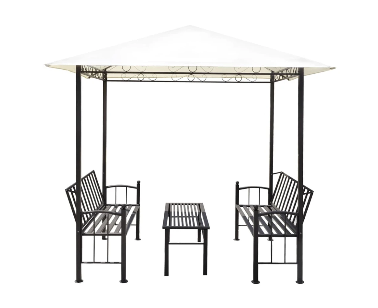 Outdoor Garden Pavilion Gazebo Marquee Shade with Table and Chair Benches Set