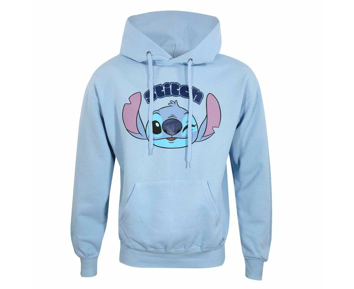 Lilo & Stitch Unisex Adult Cute Face Pullover Hoodie (Blue) - HE1935