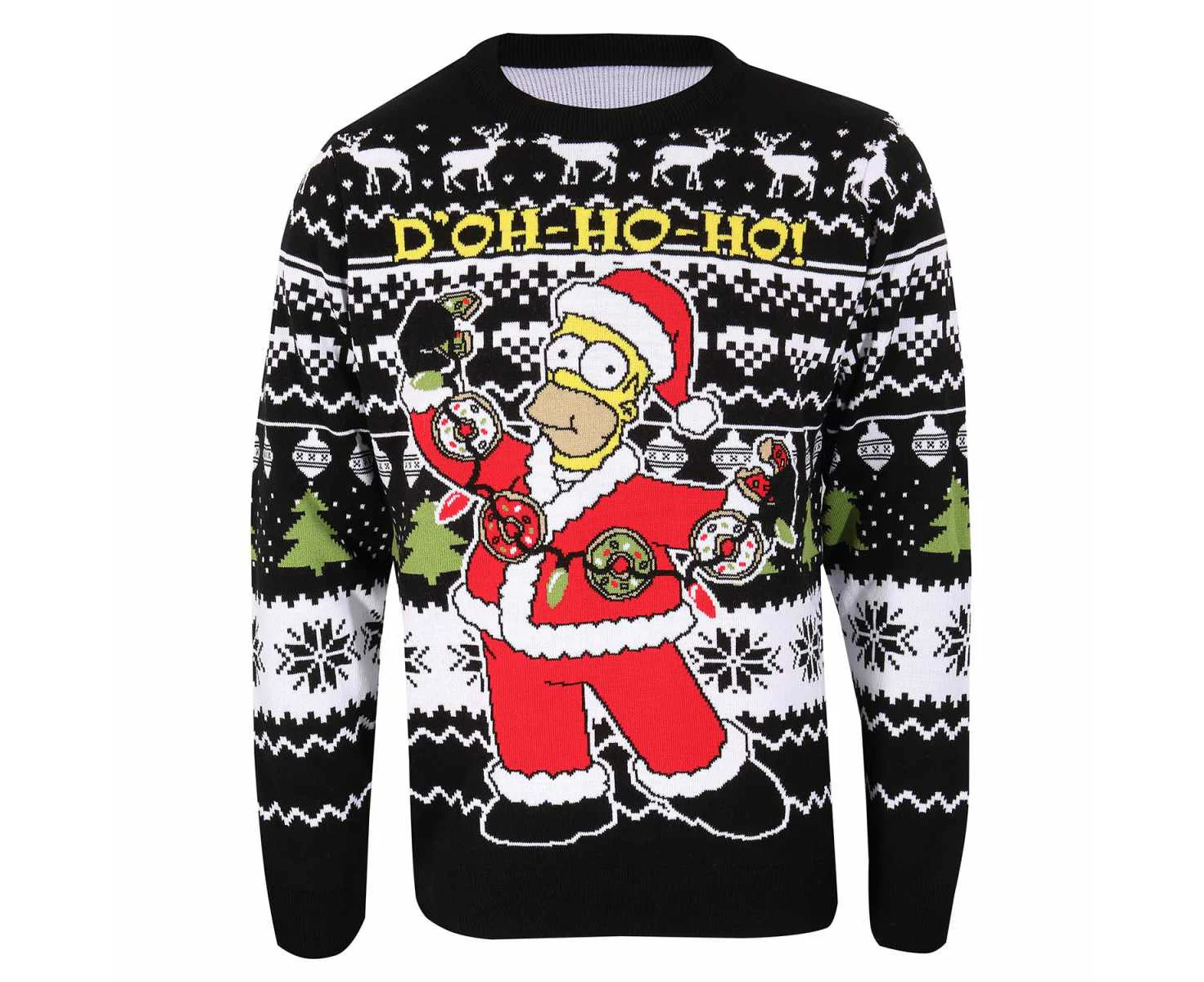 The Simpsons Unisex Adult Homer Simpson Knitted Jumper (Black/White/Red) - HE2089