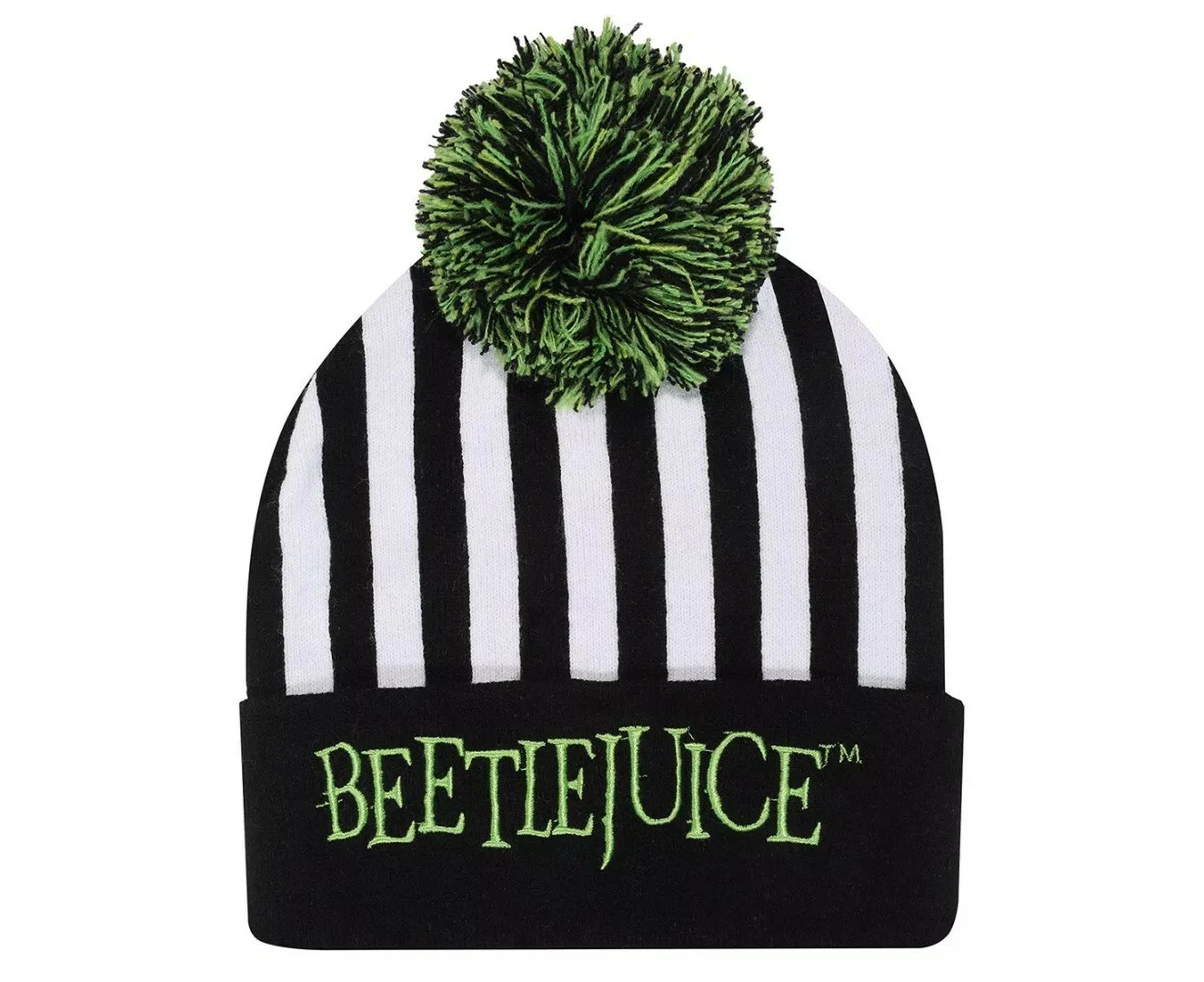 Beetlejuice Unisex Adult Stripe Beanie (White/Black) - HE1897