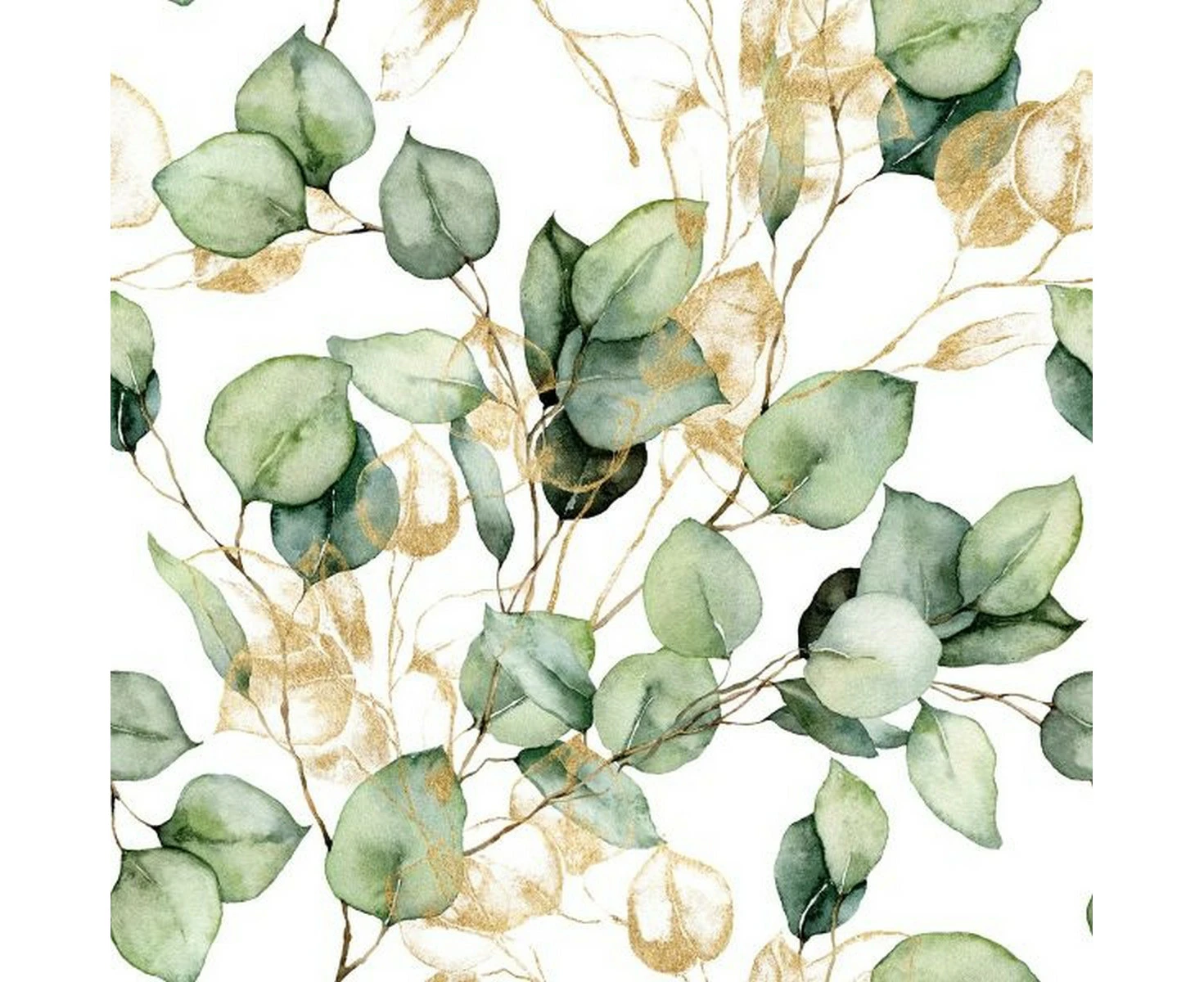 Muriva Eucalyptus Wallpaper (Green/Gold) - AG3337