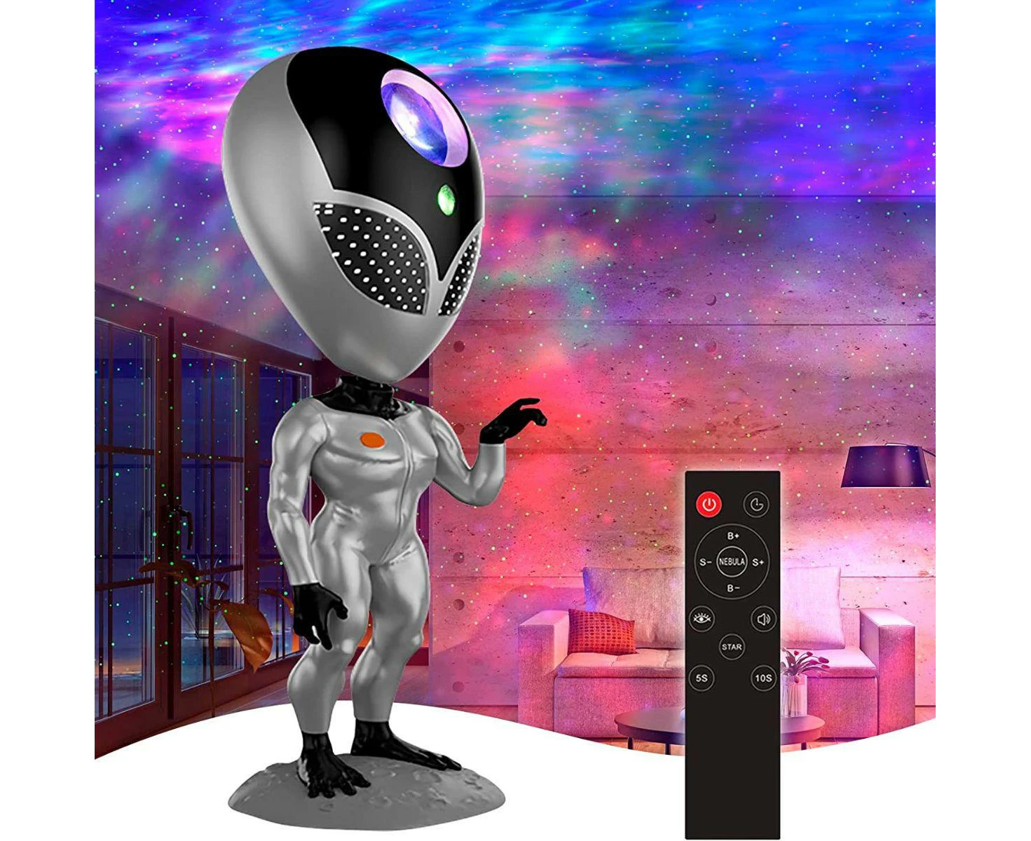 Glowly Alien Galaxy Projector Talking & Repeating Star Projector Night Light