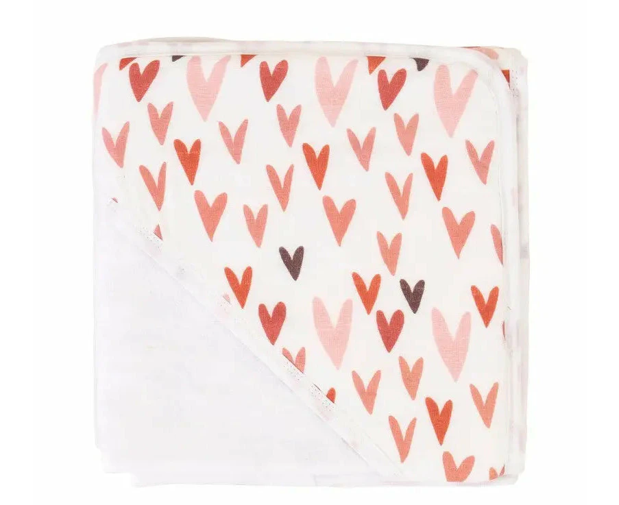 Hooded Towel - Love hearts