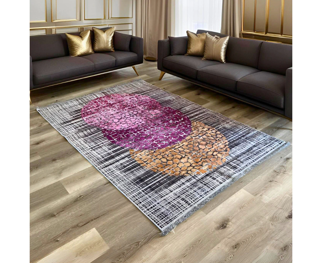 Gold Pink Purple Grey Barcelona Turkish Floor Carpet Rugs Traditional Carpet Rug Large Bedroom Living Room Anti-Slip Modern