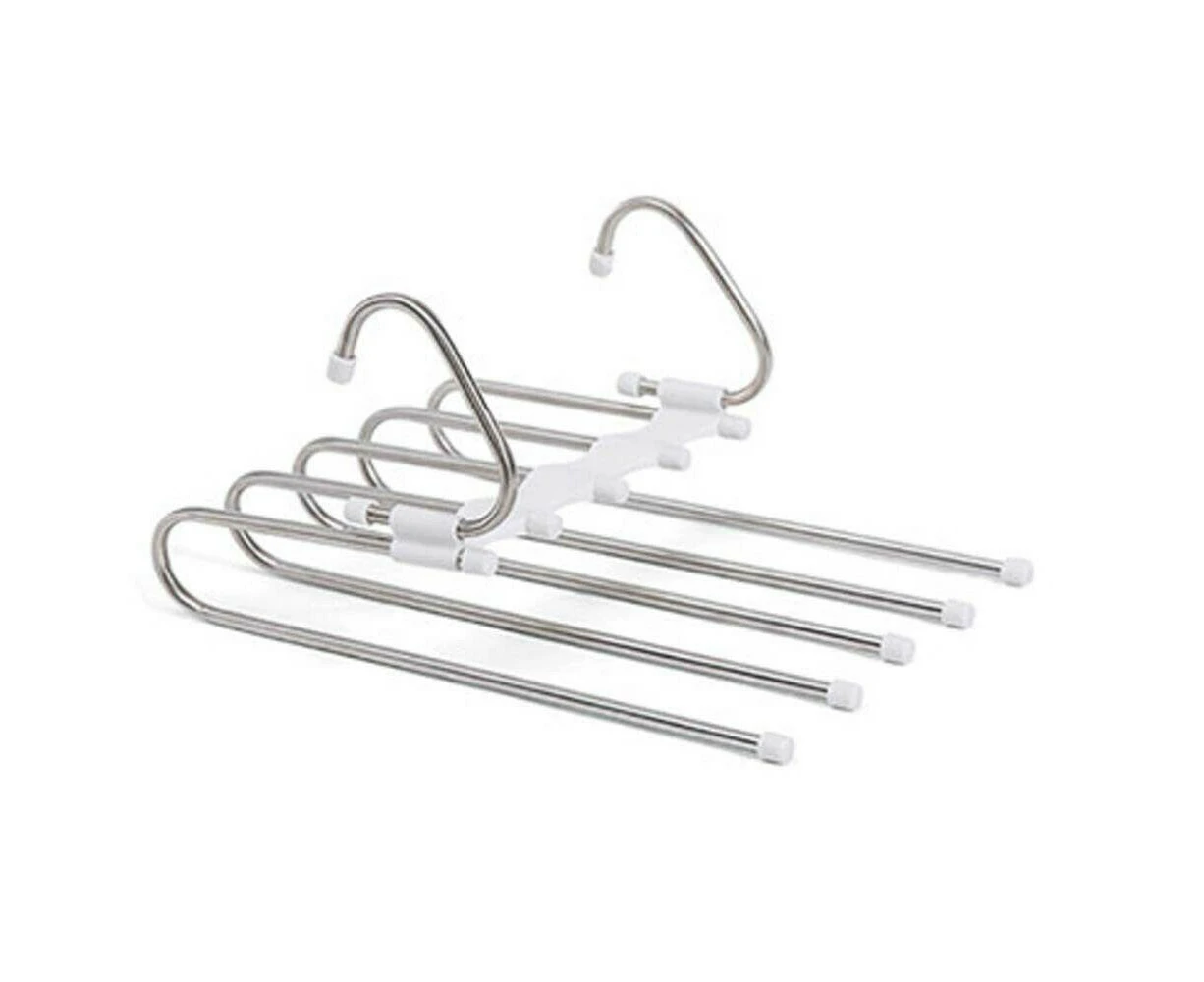 5 in 1 Multi-functional Pants rack Stainless-Steel Wardrobe Magic Hanger - White