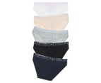 Bonds Girls' Bikini Briefs 5-Pack - Black/White/Grey/Nude/Navy