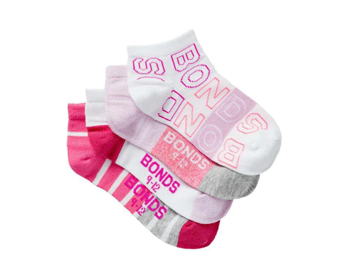 Bonds Kids' Very Comfy Low Cut Socks 4-Pack - Pink/White