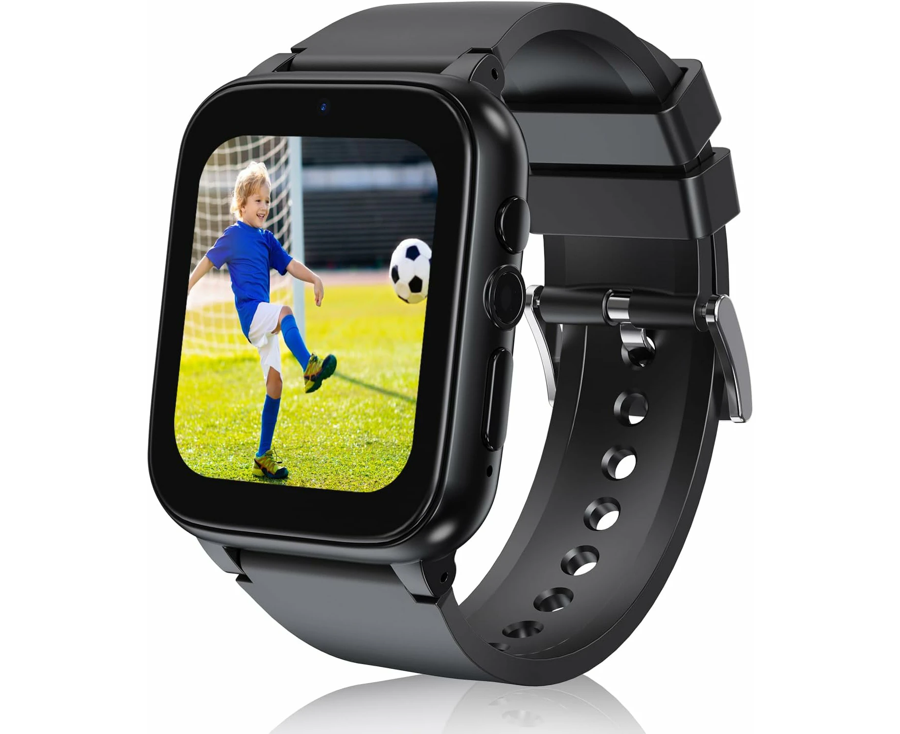 1.69'' Kids Smart Watch, 26 Puzzle Games,HD Camera,Pedometer,Flashlight,Learn Card,Audio Book - Black