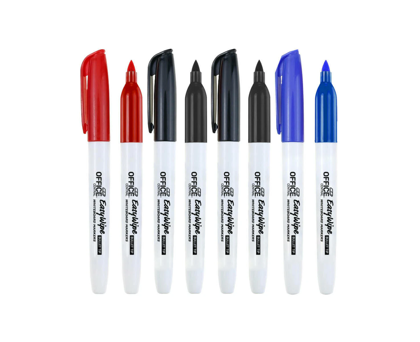 Office Central 32PCE Whiteboard Markers Blue Black Red Fine Bullet Tip 130mm