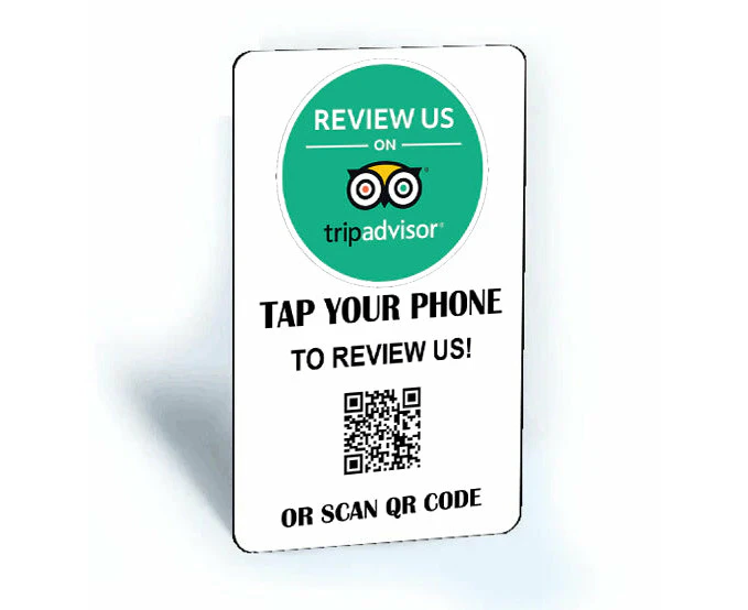 NFC Trip Advisor Review Card  'Review us on Trip Advisor' Review Card + QR code