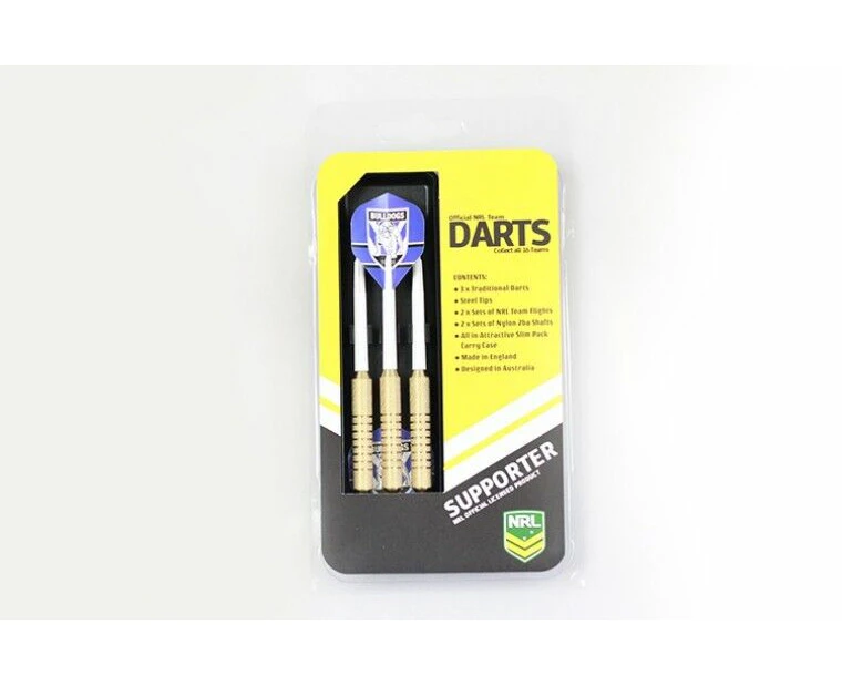 NRL Canterbury Bulldogs Darts - Set Of 3 With Carry Case - 24 Gram Dart - Brass