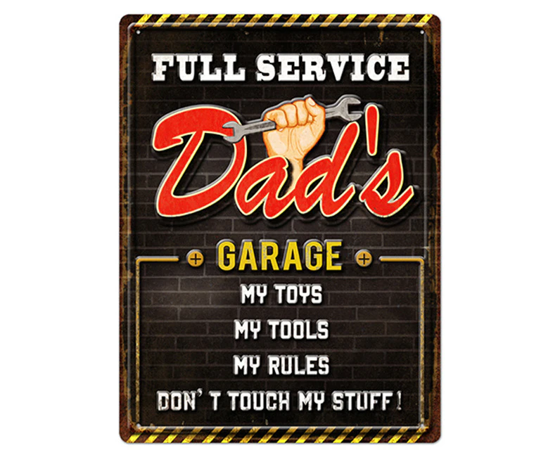 Full Services Dads Garage Flat Iron Sign Rectangle Wall Mounted Home/Room Decor