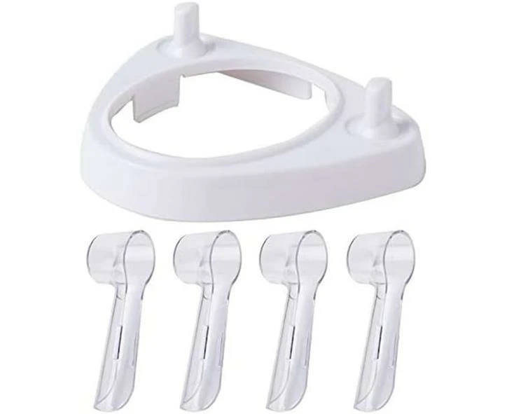 Electric Toothbrush Heads Holder Charger Holders and 4 Toothbrush Heads Dust-Proof Covers for Oral-B Electric Toothbrush Series