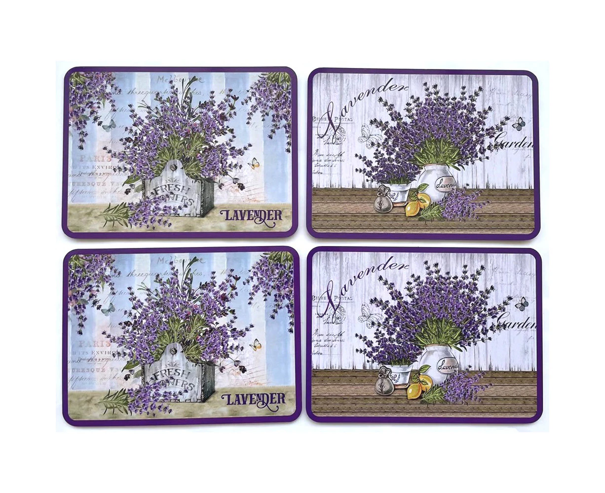 4pc Lavender Placemats Table Protector Kitchen/Dining Desk Mat/Pad MDF Assort