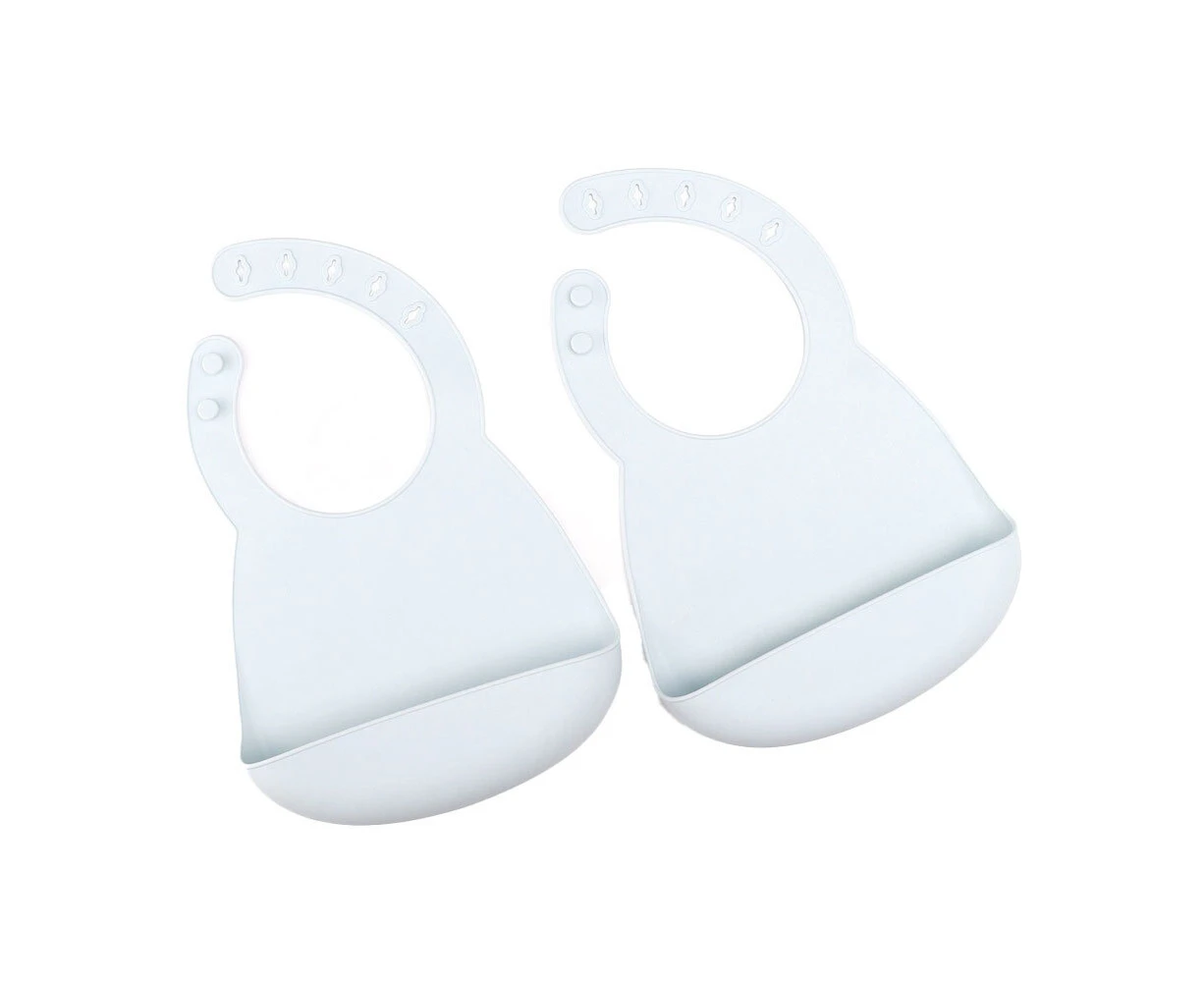 2pc My Pure Silicone Baby/Toddler Feeding Bib Catcher Set - Baby Blue 4M+