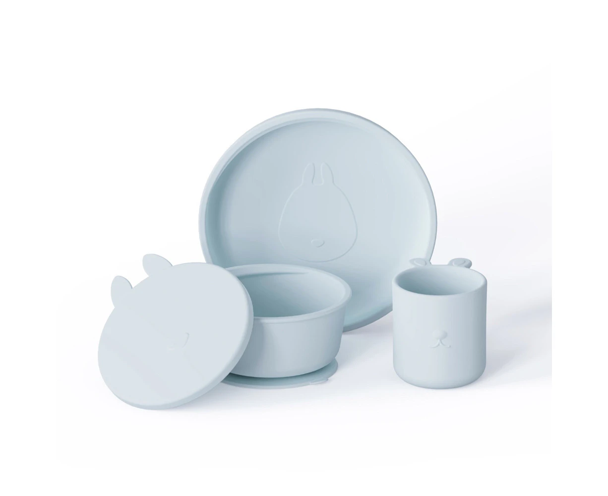 4pc My Pure Silicone Baby/Toddler Suction Meal Feeding Set Baby Blue  6M+