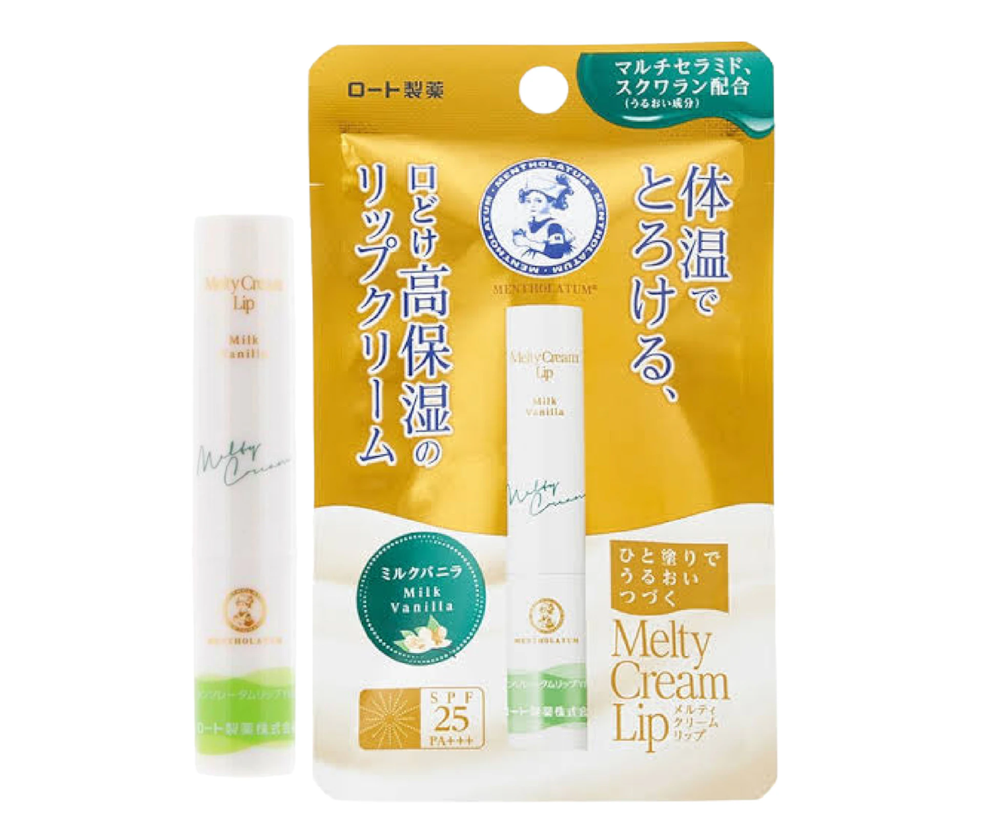 Rohto Mentholatum Melty Cream Lip Balm SPF 25 PA+++ Milk Vanilla 2.4g