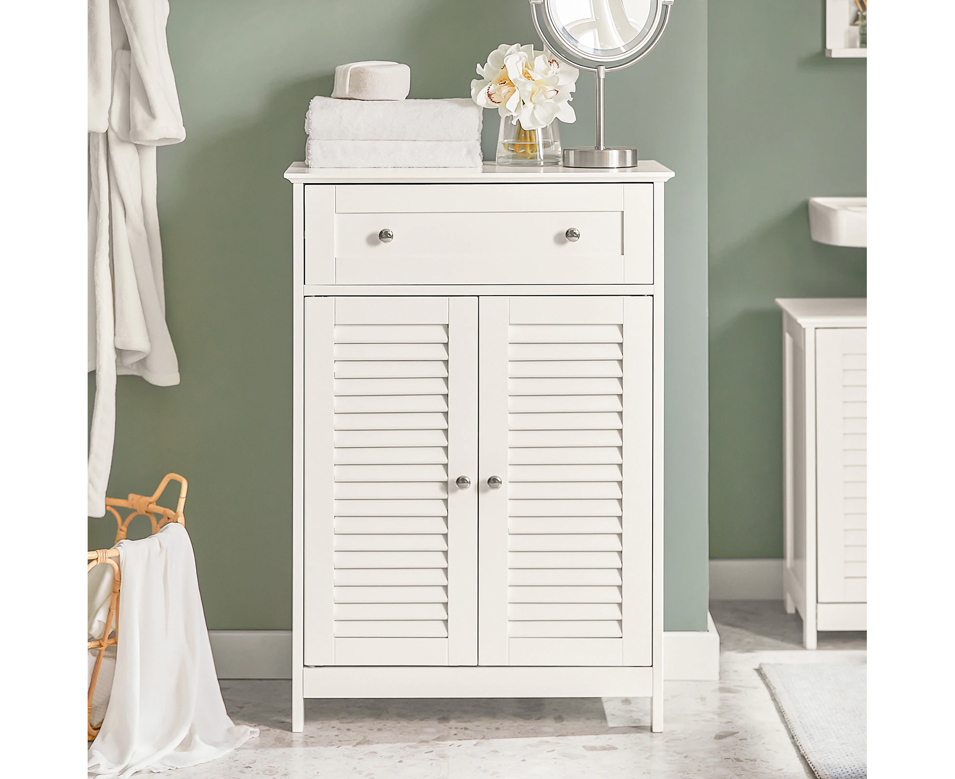 Bathroom Storage Cabinet with Doors and Drawer FRG238-W