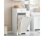 Laundry Storage Cabinet with Basket and Drawer, Tilt-Out Laundry Hamper White BZR21-W