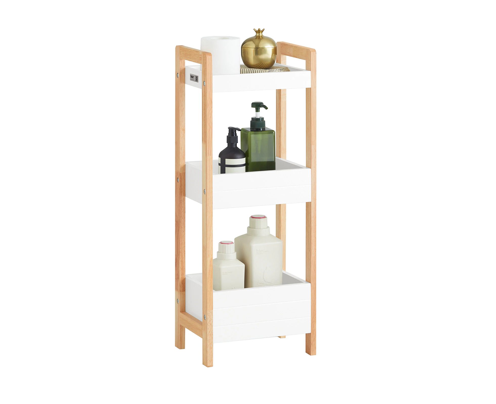 3-Tier Bathroom Storage Shelf, Organizer Shelving Unit White FRG226-WN