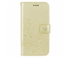 For iPhone XS Max Case Gold Rose Embossed PU Leather Folio Case