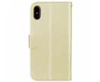 For iPhone XS Max Case Gold Rose Embossed PU Leather Folio Case