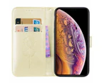 For iPhone XS Max Case Gold Rose Embossed PU Leather Folio Case