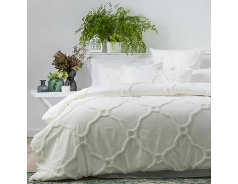 Renee Taylor Moroccan Cotton Chenille Quilt Cover Set - White