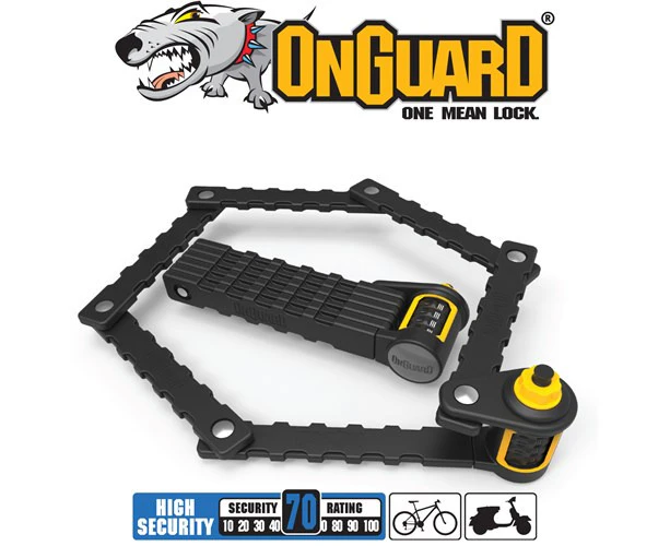 OnGuard K9 Heavy Duty 70cm Folding Link Plate Bicycle Combonation Lock