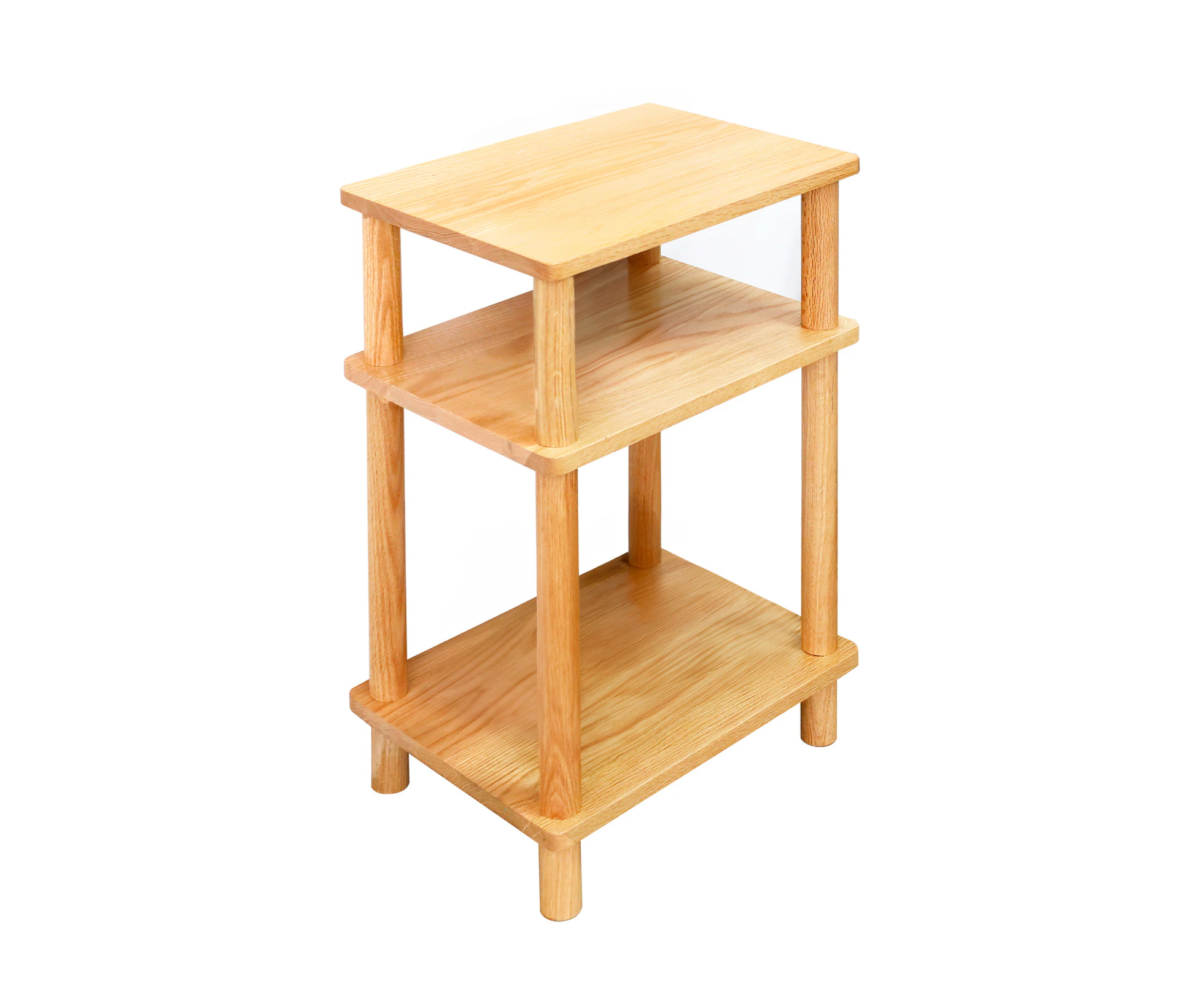 MIUZ 3 Tier Tall Side Table Bedside Table Solid Oak Display Rack Shelf Bookstand Storage Rack Stand