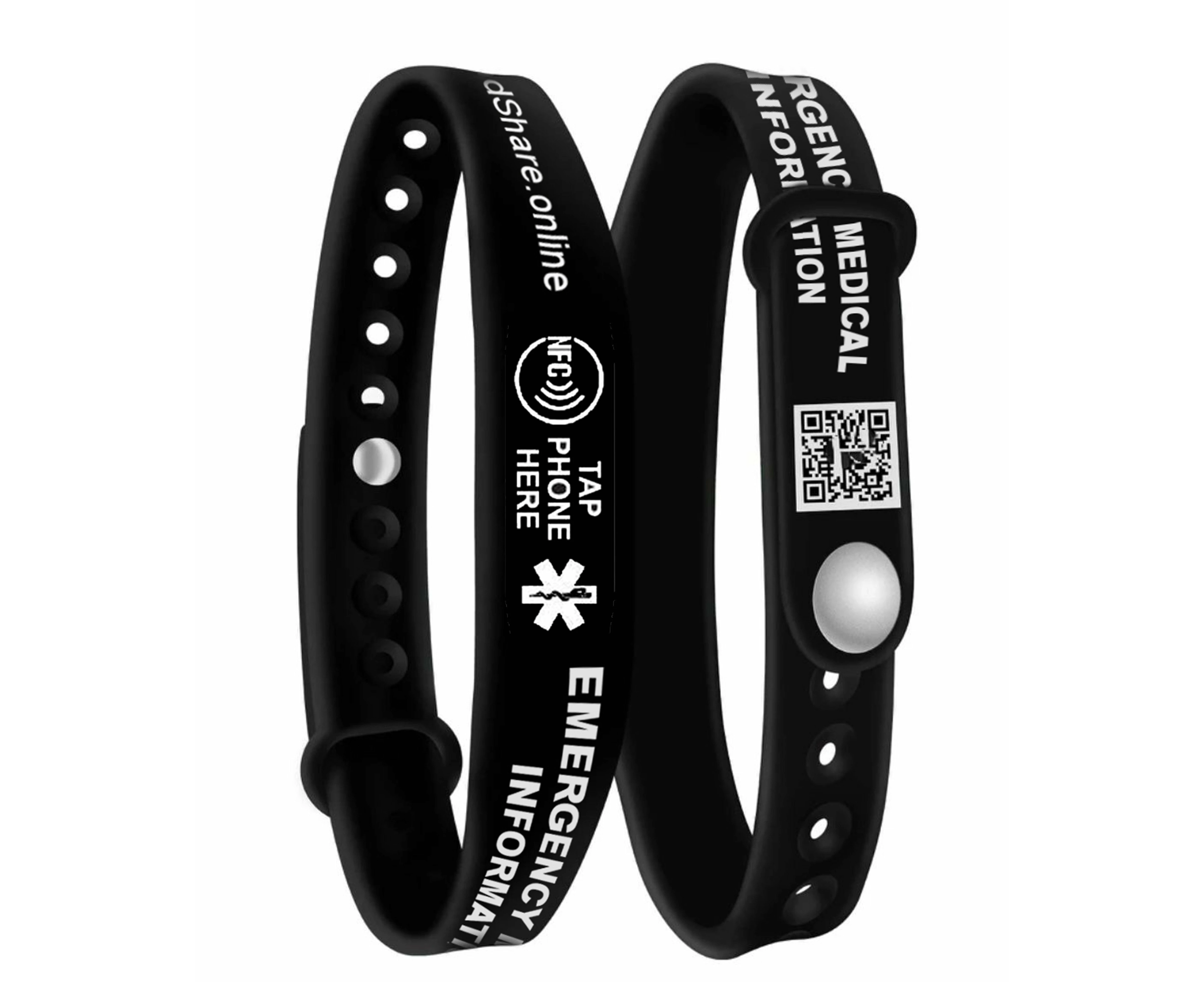 Smart NFC Emergency Medical Information Wristband ID with passive geolocation tracking system