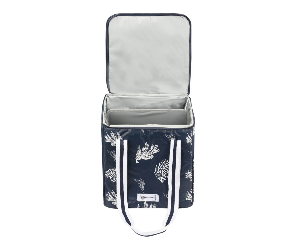 Insulated Double Compartment Cooler Bag Navy Coral