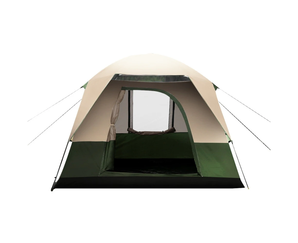 Family Camping Tent 4 Person Hiking Beach Tents Canvas Ripstop Green