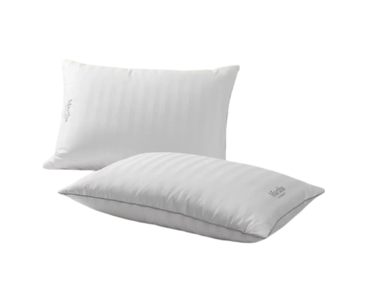 Martha Stewart 100 Cotton Feather Down Pillow Medium 2 Pack Hypoallergenic Machine Wash Catch