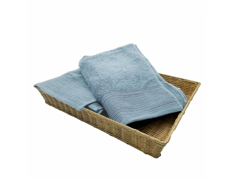 Jenny Mclean De La Maison Wide Sheared Border Bath Towel - Baby Blue