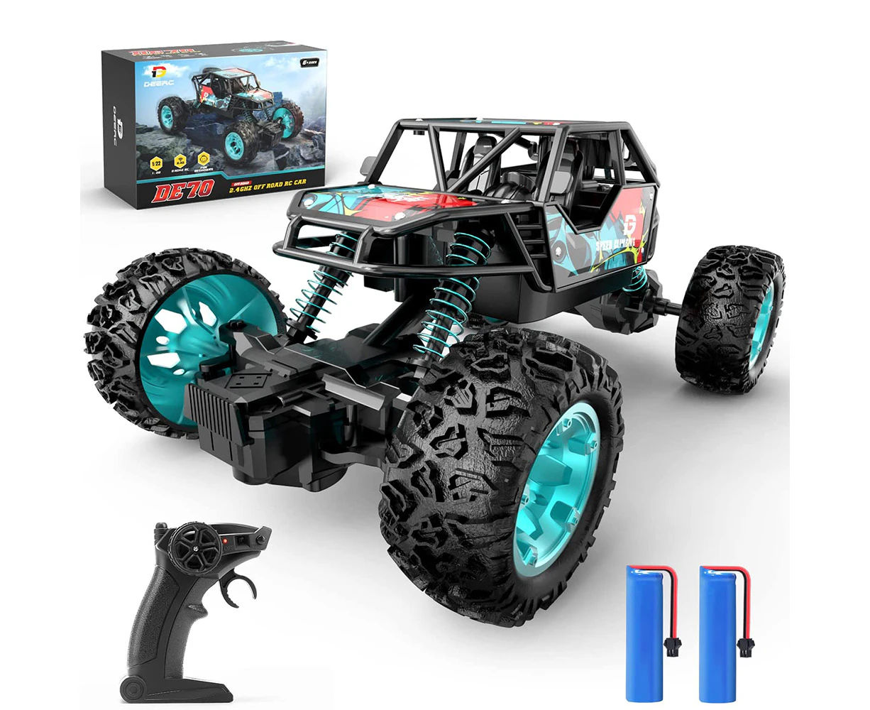 DEERC DE70 Remote Control Car 1:22 Scale 2.4G RC Monster Truck W/ Metal Shell