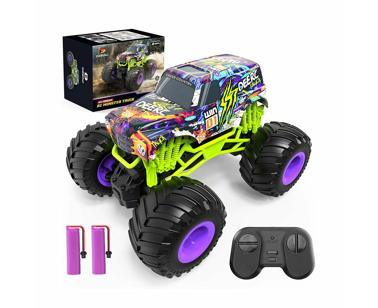 DEERC All Terrain Remote Control Monster Truck Toy 1:16 Scale High Speed RC Car