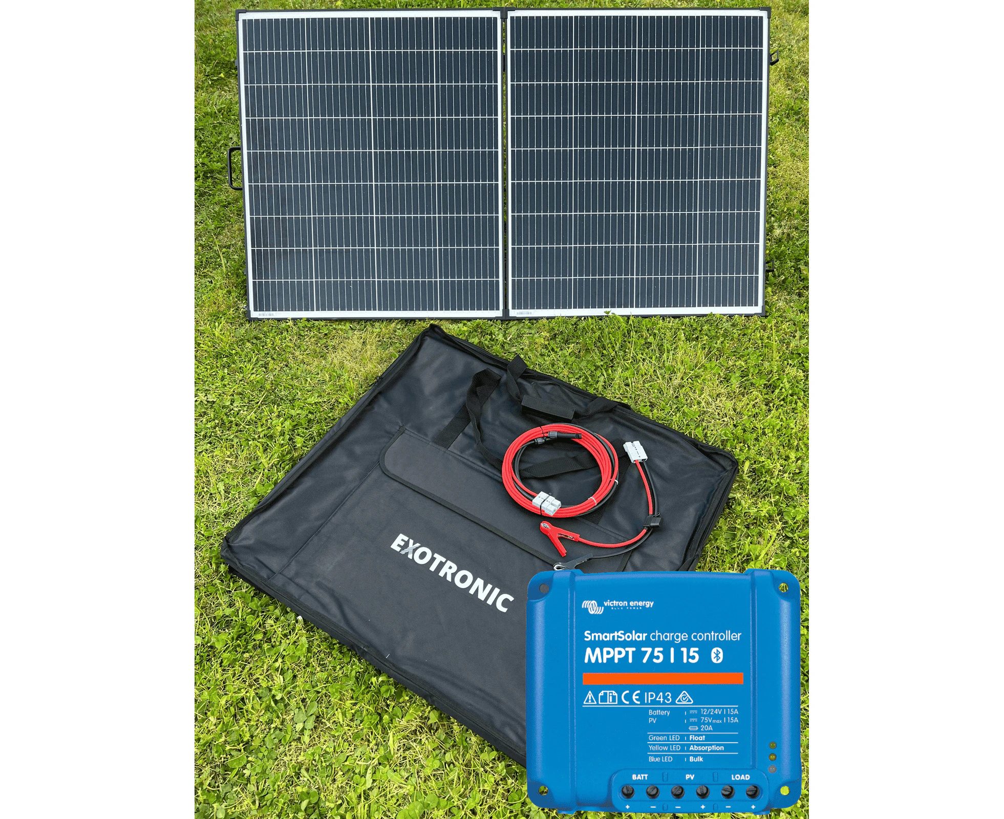 Exotronic 24V 200W Portable Folding Solar Panel + Victron SmartSolar 75/15