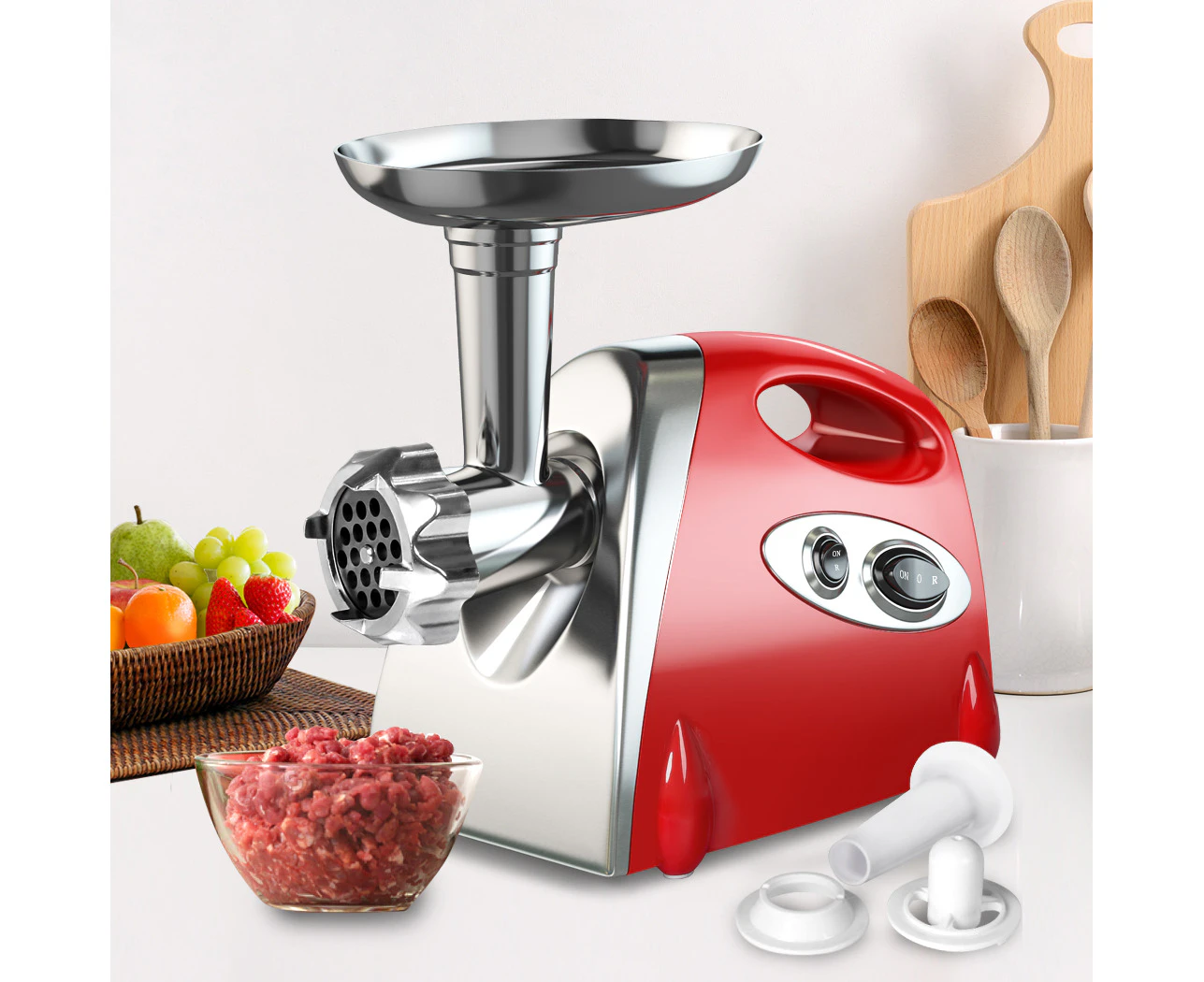 Spector 800W Electric Meat Grinder Mincer Sausage Filler Kibbe Maker Kitchen Red