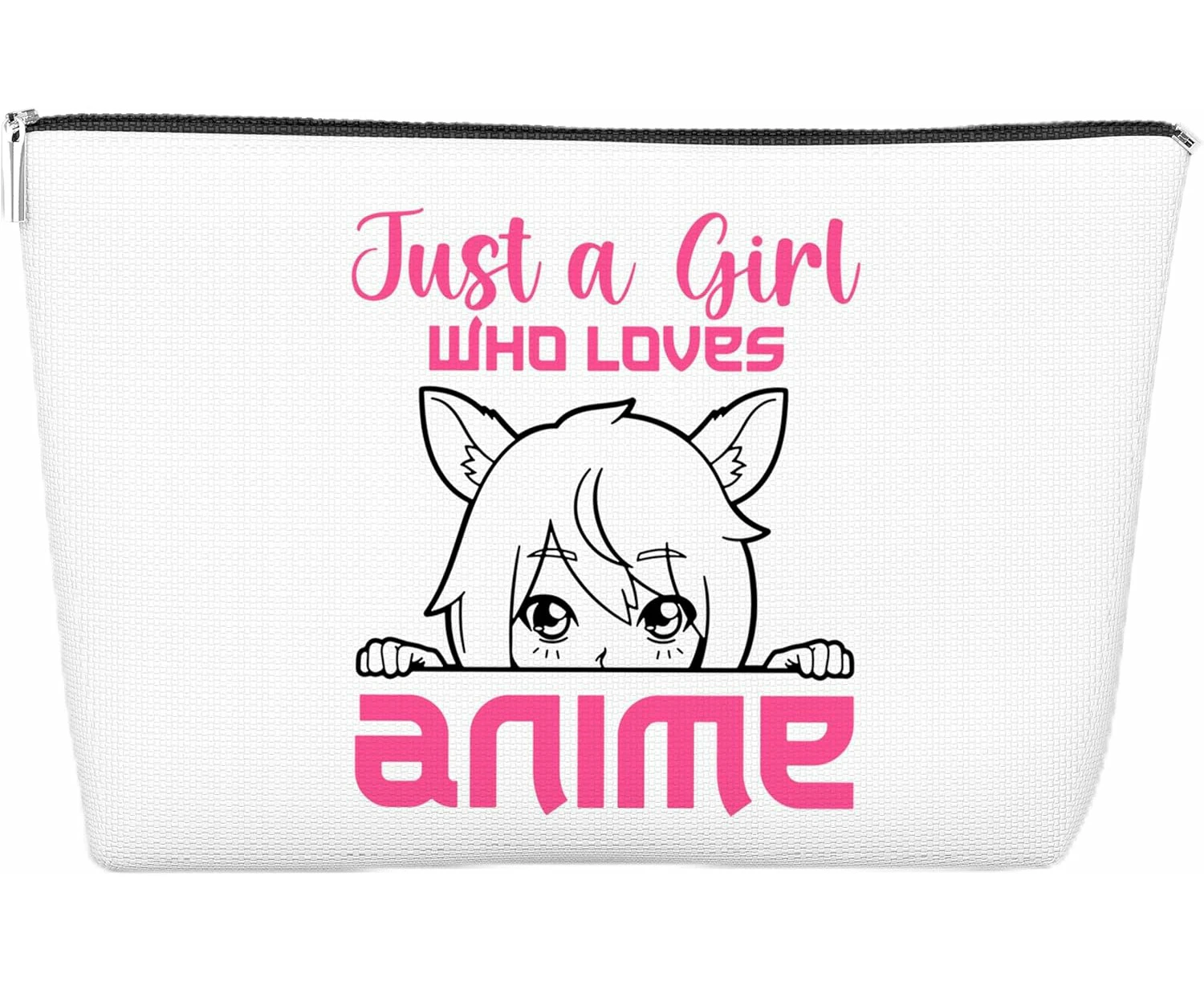 Anime Makeup Bag, Zipper Pouch for Anime Lover, Christmas Birthday Gift, 10x7 Pink