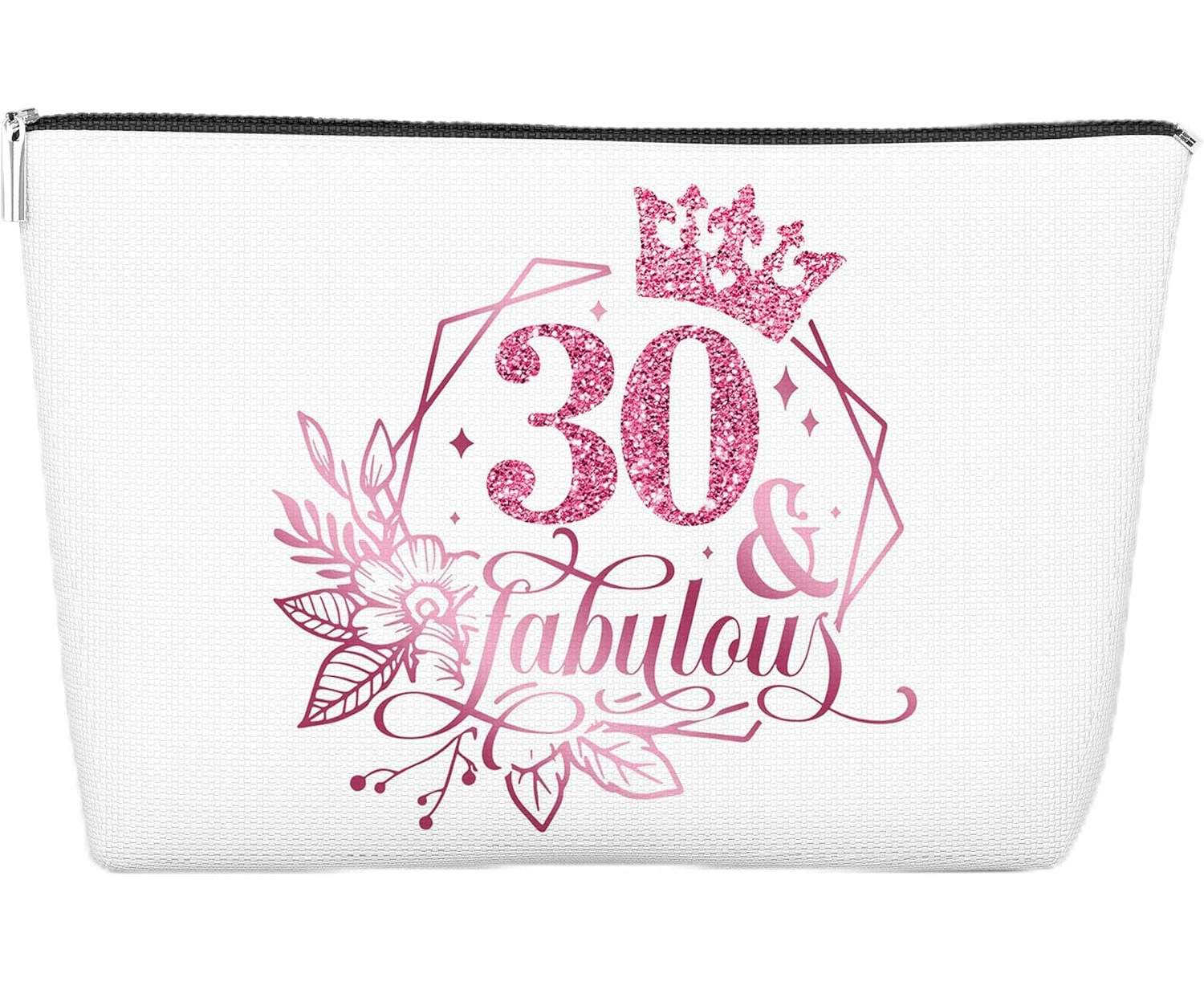 30th Birthday Makeup Bag, Anniversary Gift Ideas, Zipper Cosmetic Travel Pouch, Pink