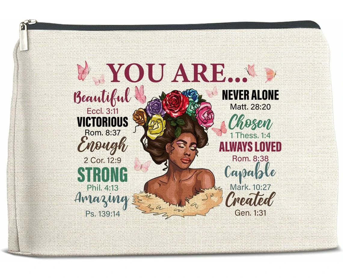 Black Girl Makeup Bag, Black Women Gifts, Inspirational African American Cosmetic Bag