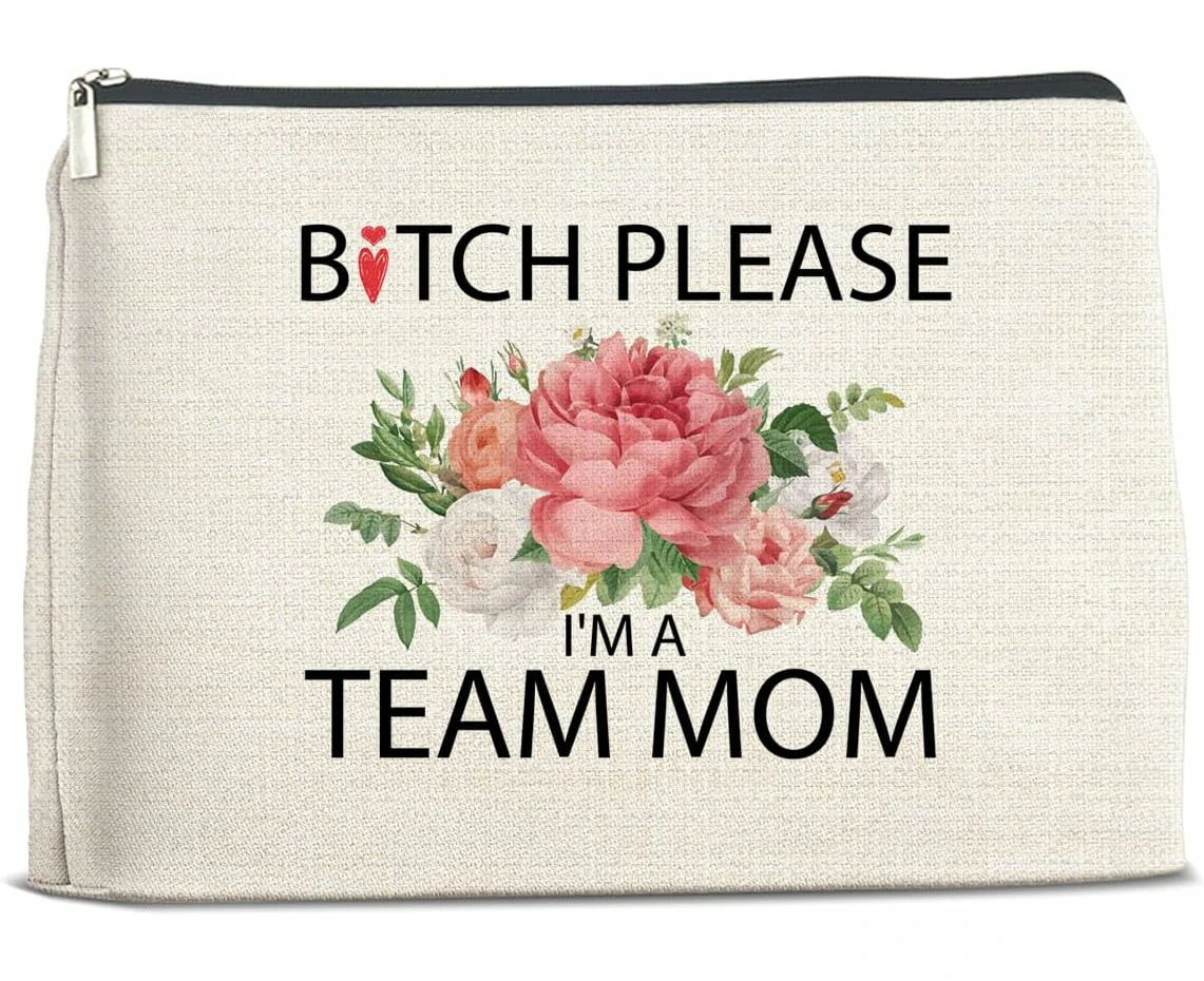 Team Mom Appreciation Gifts Funny Team Mom Makeup Bag, I'm a Team Mom Cosmetic Bag