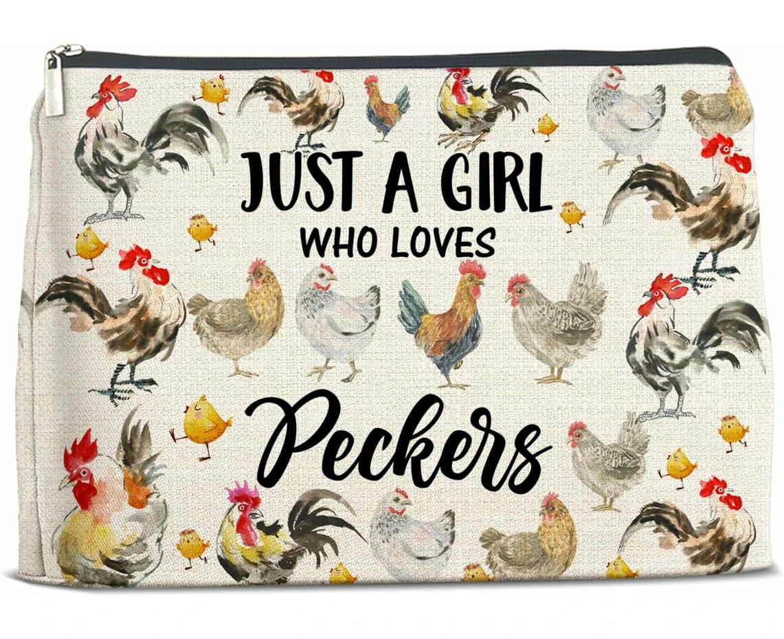 Chicken Gifts for Chicken Lovers Girls, Peckers Lovers Gifts Makeup Bag