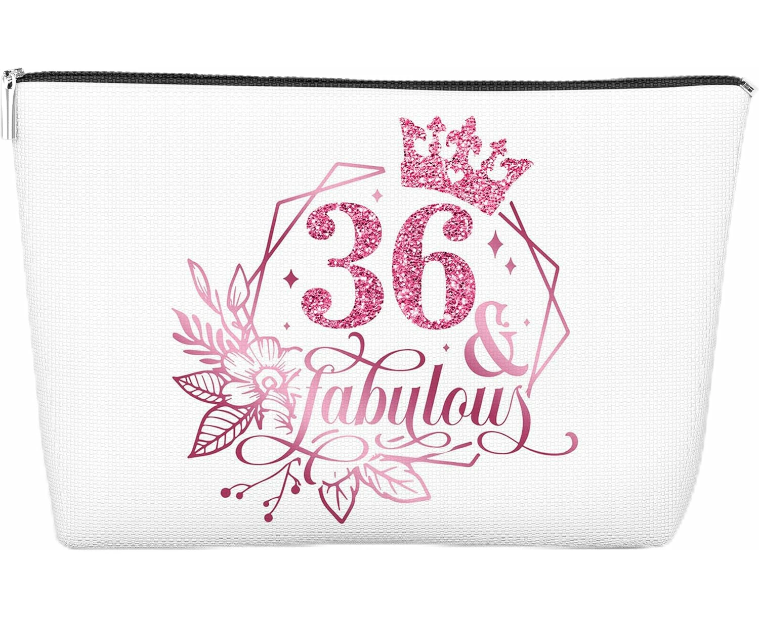 36th Birthday Makeup Bag, Anniversary Gift Ideas, Zipper Cosmetic Travel Pouch, Pink