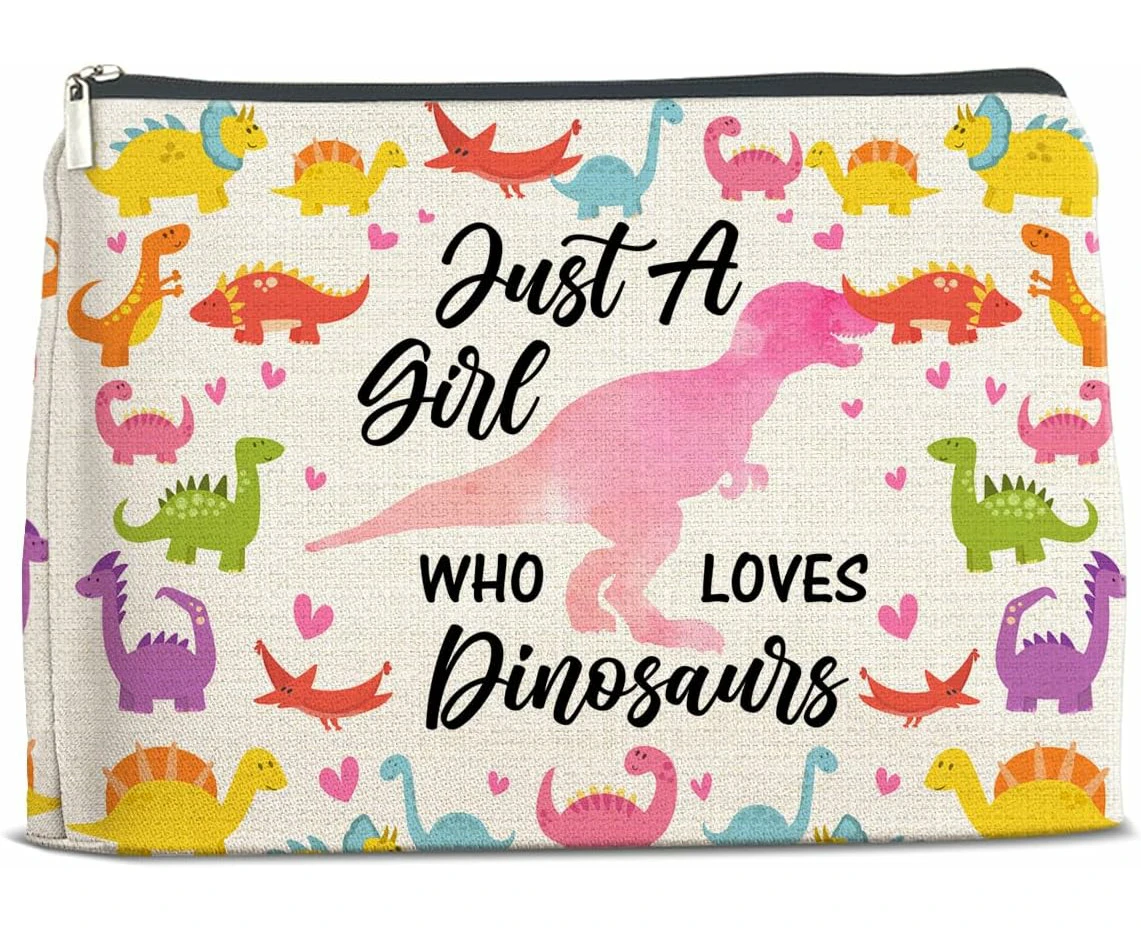 Dinosaur Gifts for Girls, Gifts for Dinosaur Lovers Women, Just a Girl Who Loves Dinosaurs Cosmetic Bag