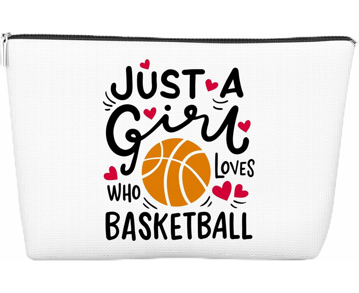 Basketball Makeup Bag, Zipper Pouch for Basketball Lover, Christmas Birthday Gift, 10x7